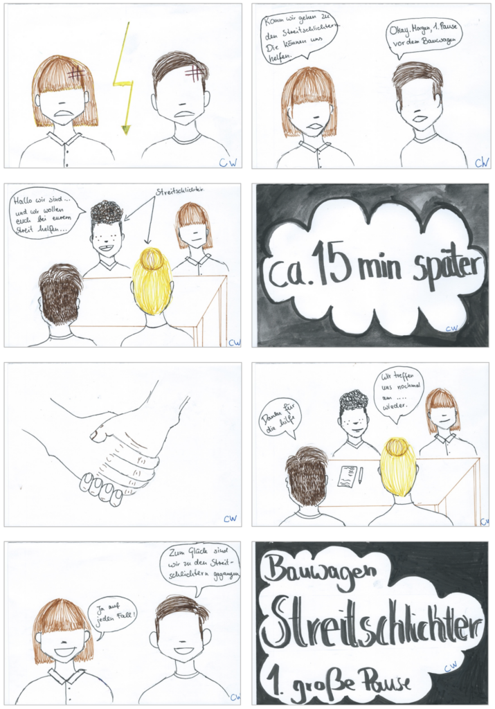 Comic der HGK-Streitschlichter über ihre Arbeit